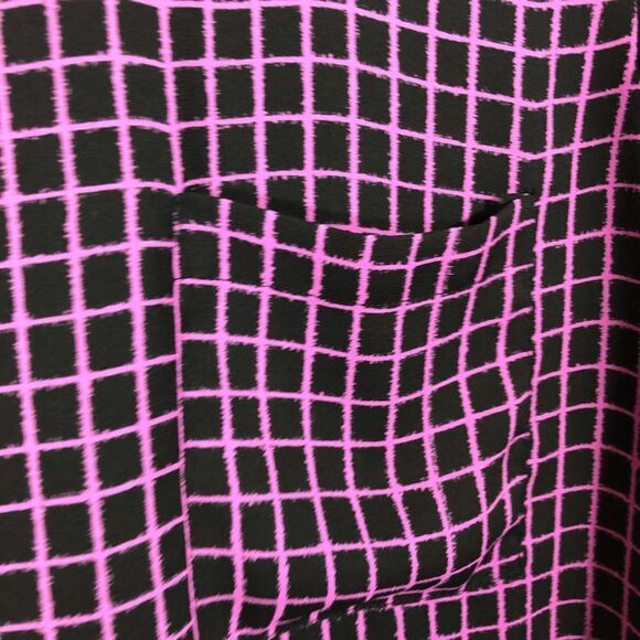 Halogen Short Sleeve Black and Pink Blouse Check Pattern - Picture 11 of 15